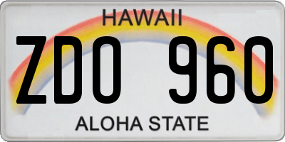 HI license plate ZDO960