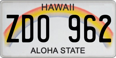 HI license plate ZDO962
