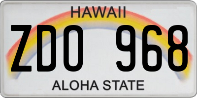 HI license plate ZDO968