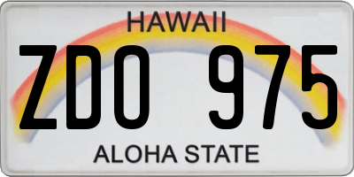 HI license plate ZDO975