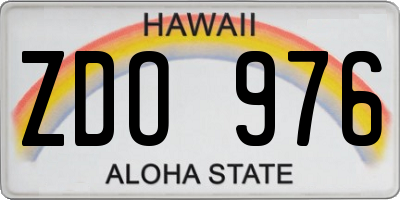 HI license plate ZDO976