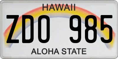 HI license plate ZDO985