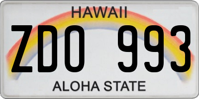HI license plate ZDO993