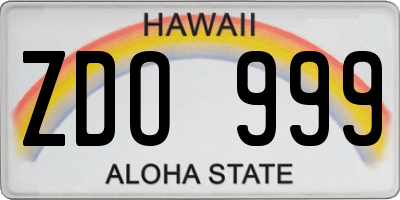 HI license plate ZDO999