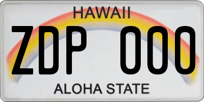 HI license plate ZDP000