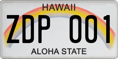 HI license plate ZDP001
