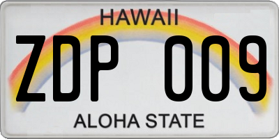 HI license plate ZDP009
