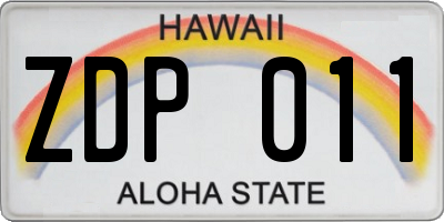 HI license plate ZDP011