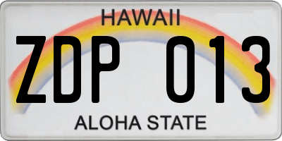 HI license plate ZDP013