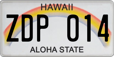HI license plate ZDP014