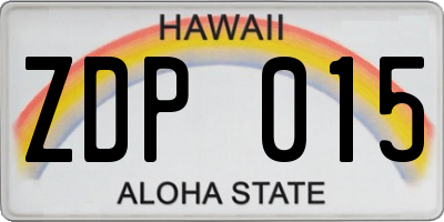 HI license plate ZDP015