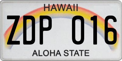HI license plate ZDP016