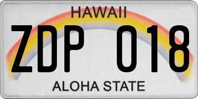 HI license plate ZDP018