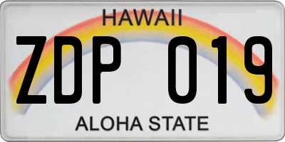 HI license plate ZDP019