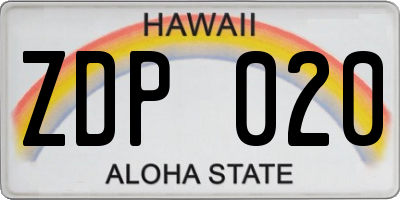HI license plate ZDP020