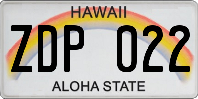 HI license plate ZDP022