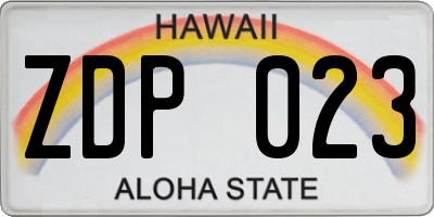 HI license plate ZDP023