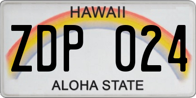 HI license plate ZDP024