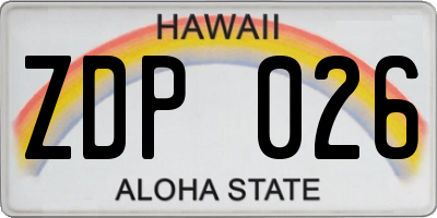 HI license plate ZDP026
