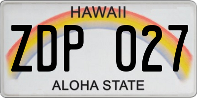 HI license plate ZDP027