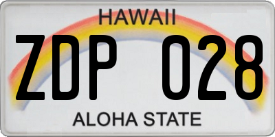 HI license plate ZDP028