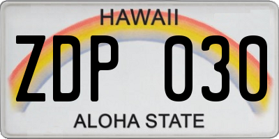 HI license plate ZDP030