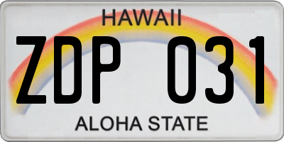 HI license plate ZDP031