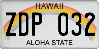 HI license plate ZDP032