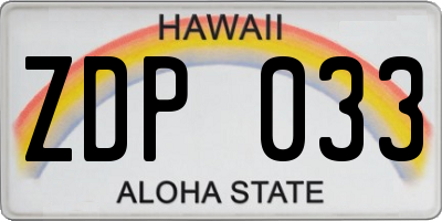 HI license plate ZDP033
