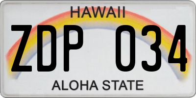 HI license plate ZDP034