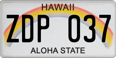 HI license plate ZDP037