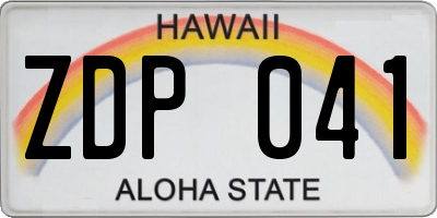 HI license plate ZDP041
