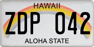 HI license plate ZDP042
