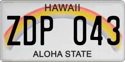 HI license plate ZDP043