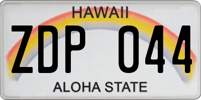 HI license plate ZDP044