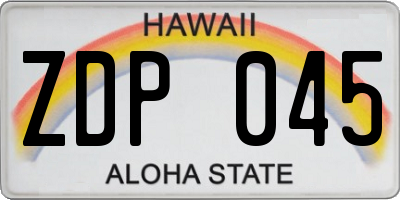 HI license plate ZDP045