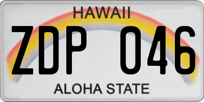 HI license plate ZDP046