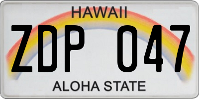 HI license plate ZDP047