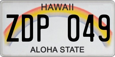 HI license plate ZDP049