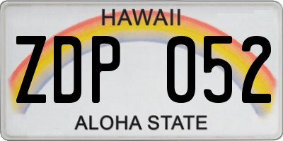 HI license plate ZDP052