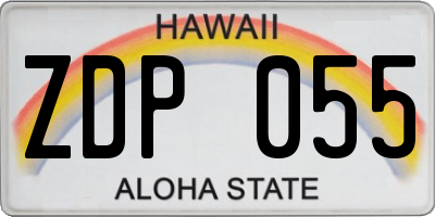 HI license plate ZDP055