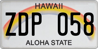 HI license plate ZDP058
