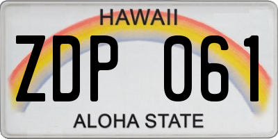 HI license plate ZDP061