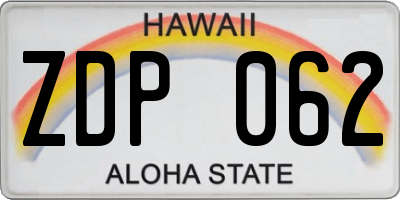 HI license plate ZDP062
