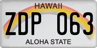 HI license plate ZDP063