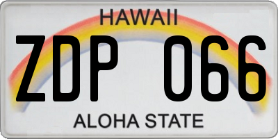 HI license plate ZDP066