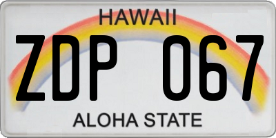 HI license plate ZDP067