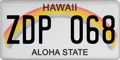 HI license plate ZDP068