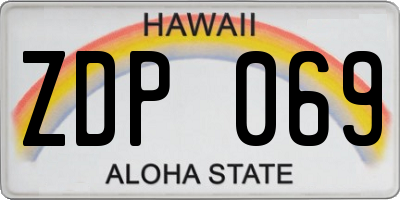 HI license plate ZDP069