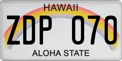 HI license plate ZDP070